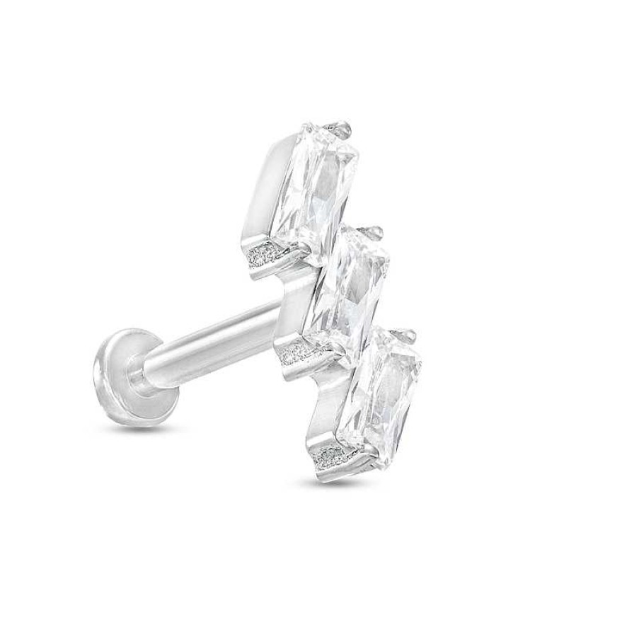 Banter Titanium Cz Triple Baguette Stud - 18G 5/16" Ear