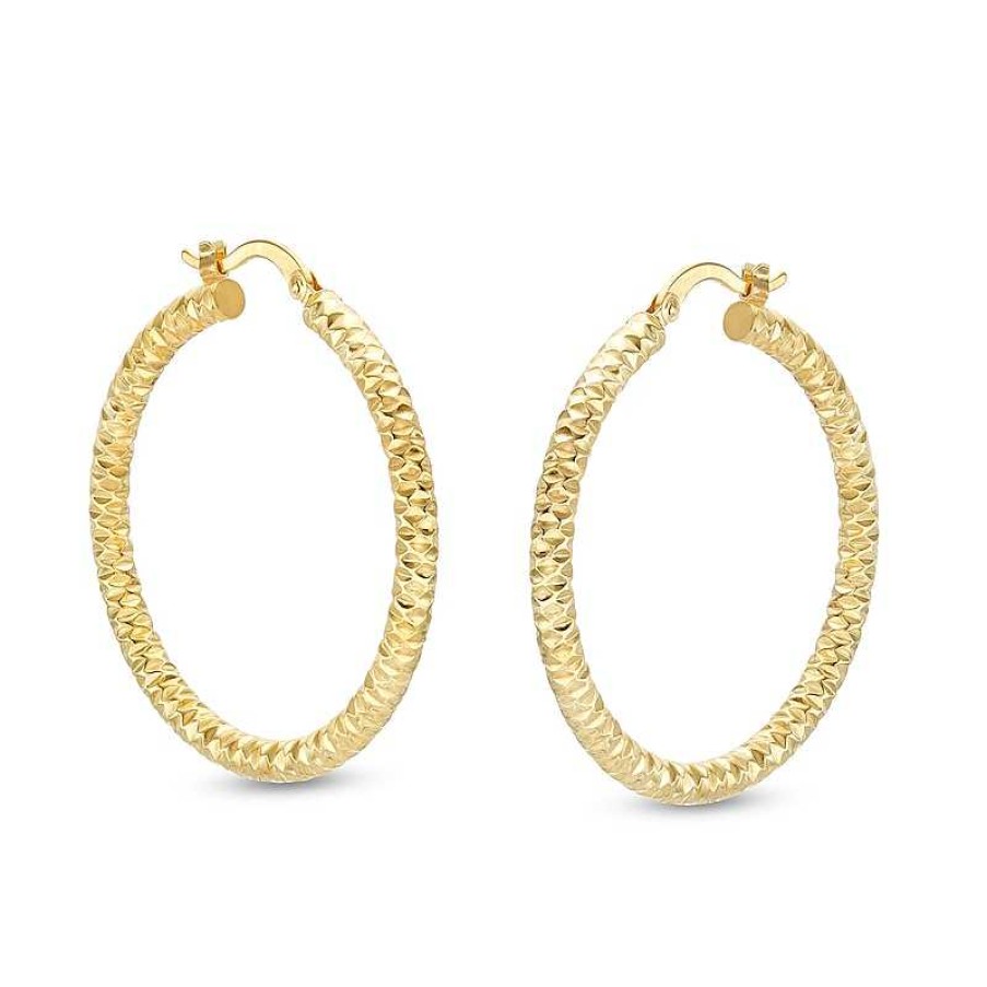 Banter 10K Gold Bonded Sterling Silver Diamond-Cut Hoops Earrings