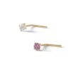 Banter 14K Solid Gold Cz White And Purple L-Shaped Nose Stud Set - 22G Nose