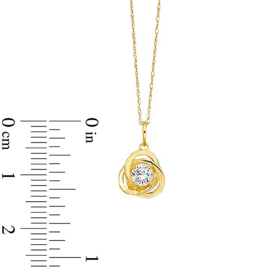 Banter 14K Semi-Solid Gold Cz Love Knot Necklace Necklaces