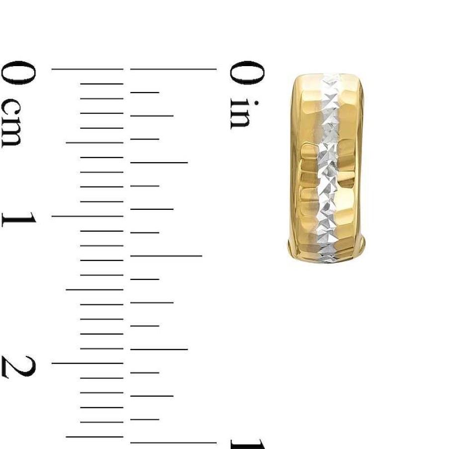 Banter Two-Tone Mirror Finish Huggie Hoop Earrings In 10K Gold Earrings