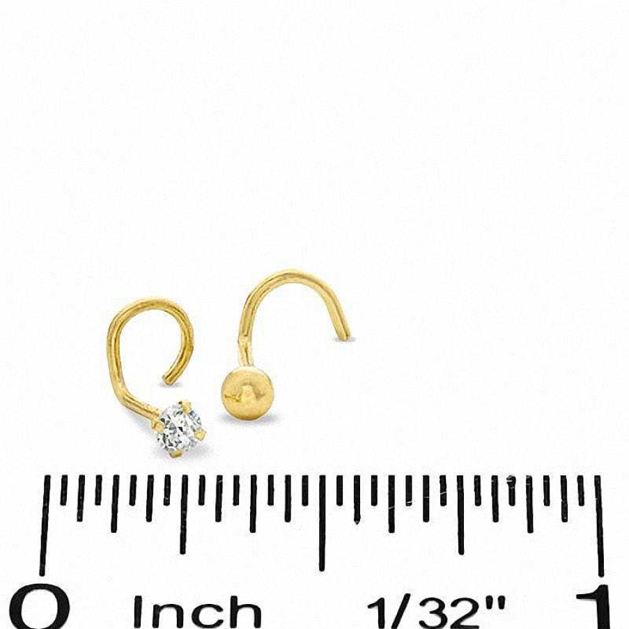 Banter 14K Semi-Solid Gold Cz Nose Stud Set - 22G Nose