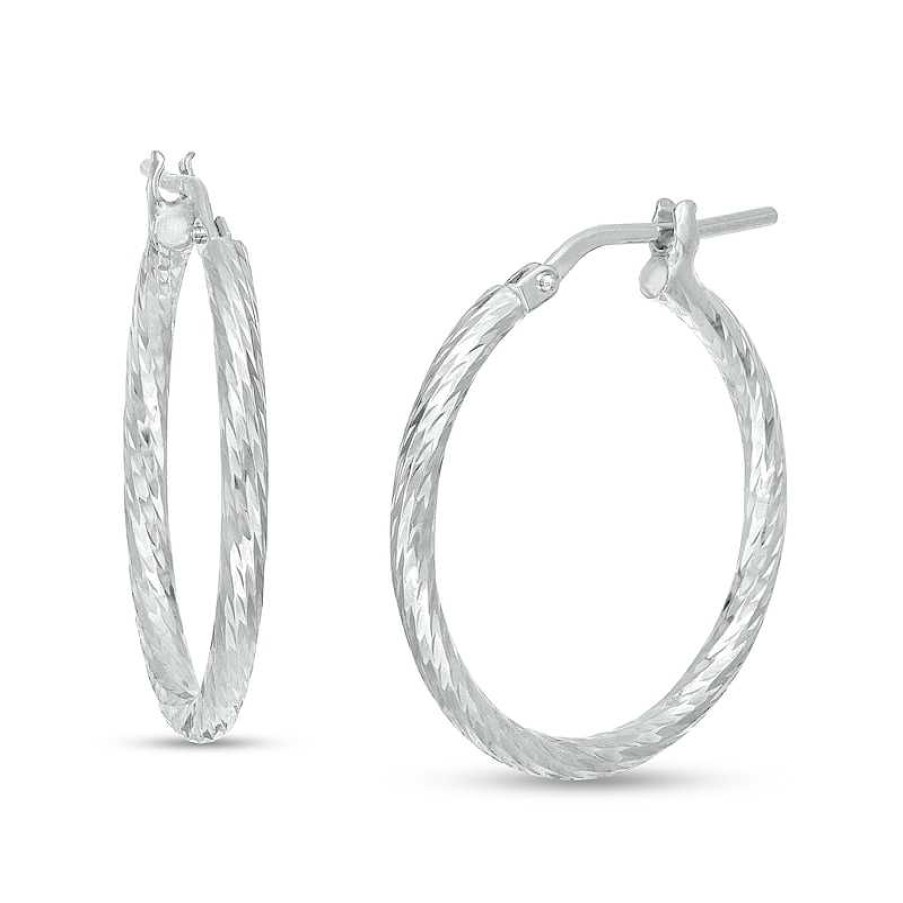 Banter 2Mm Diamond-Cut Rope Textured Hoop Earrings In Hollow Sterling Silver Earrings