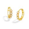 Banter 10K Solid Gold Simulated Opal Six Stone Huggies Earrings