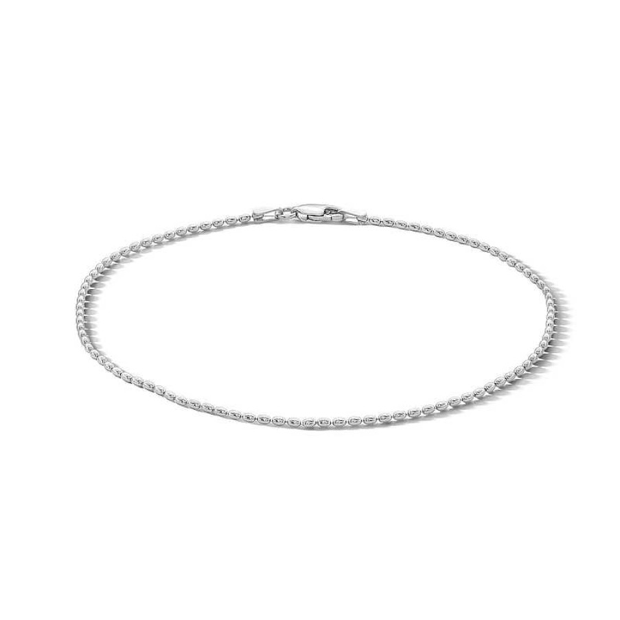 Banter Sterling Silver Oval Bead Chain Anklet Made In Italy - 10" Bracelets