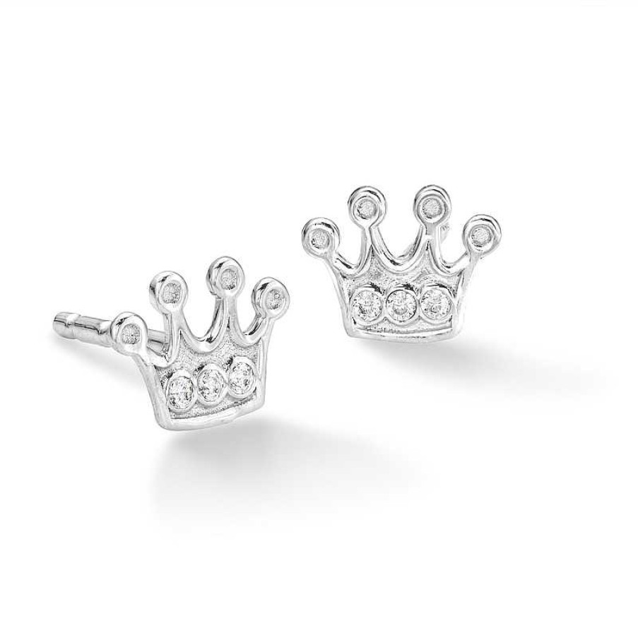 Banter Child'S Cz Crown Stud Earrings In Sterling Silver Earrings