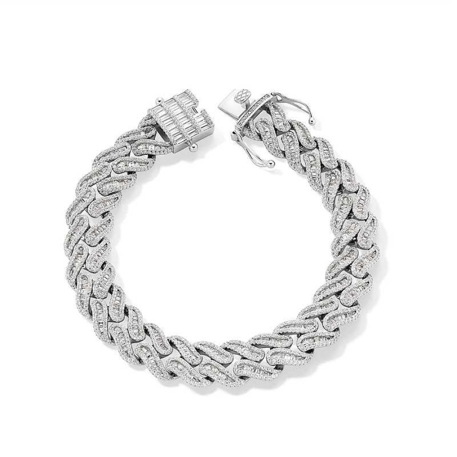 Banter Sterling Silver Cz Baguette Curb Chain Bracelet Bracelets