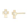 Banter Cubic Zirconia Cross Stud Piercing Earrings In 14K Gold Earrings