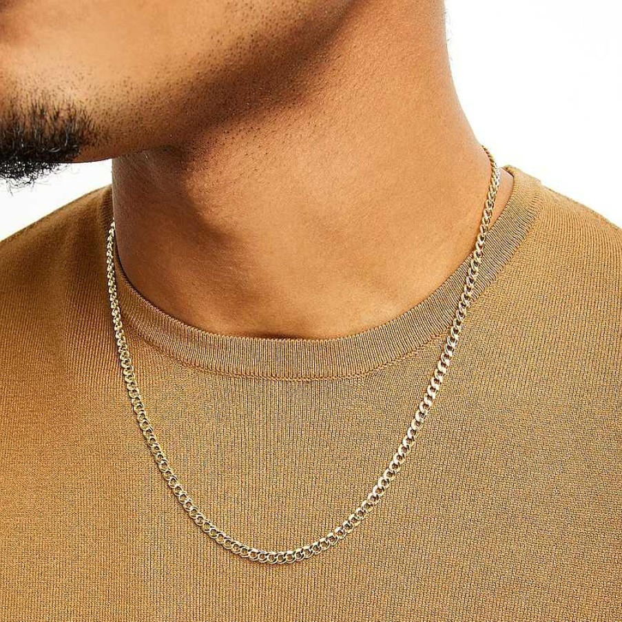 Banter 100 Gauge Curb Chain Necklace In 10K Hollow Gold Bonded Sterling Silver - 22" Necklaces