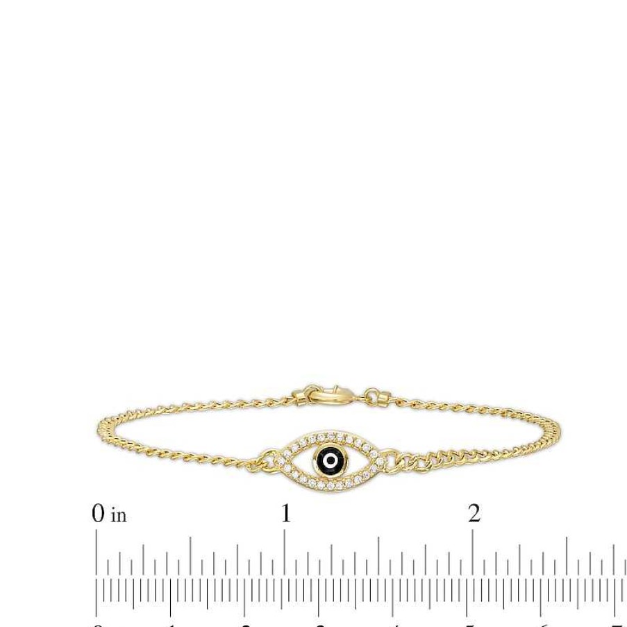 Banter Cubic Zirconia Evil Eye Curb Chain Bracelet In 10K Gold - 7.5" Bracelets