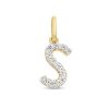 Banter Cubic Zirconia Small Pav S Initial Necklace Charm In 10K Gold Charms