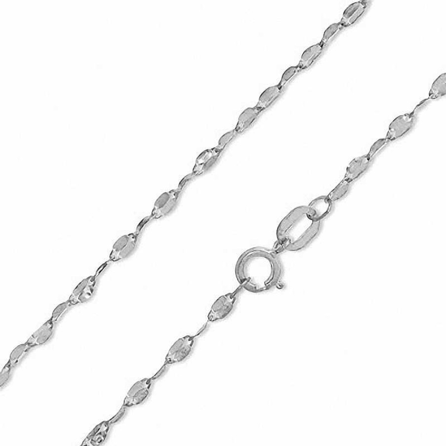 Banter 10K Solid White Gold Hammered Forzatina Chain - 18" Necklaces