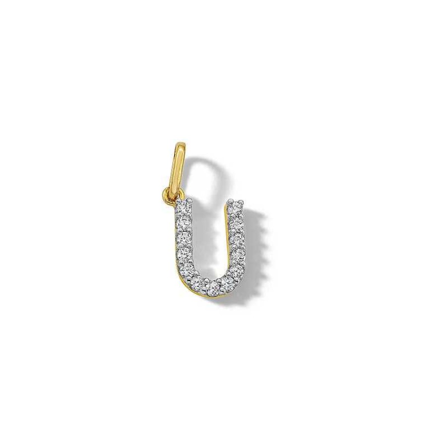 Banter 10K Solid Gold Cz U Initial Charm Charms