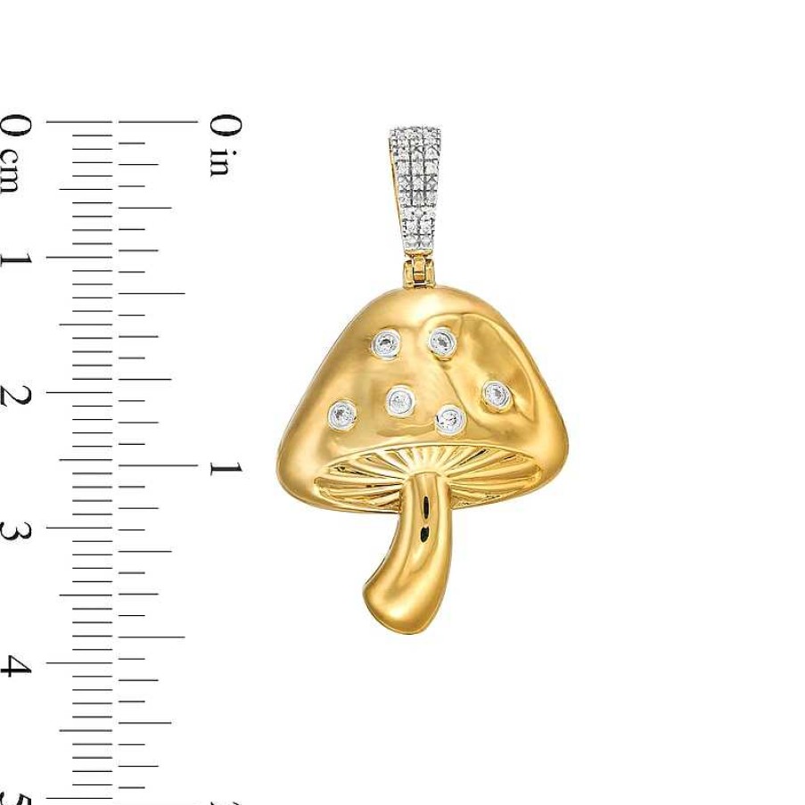 Banter 1/6 Ct. T.W. Diamond Mushroom Necklace Charm In Sterling Silver With 14K Gold Plate Charms