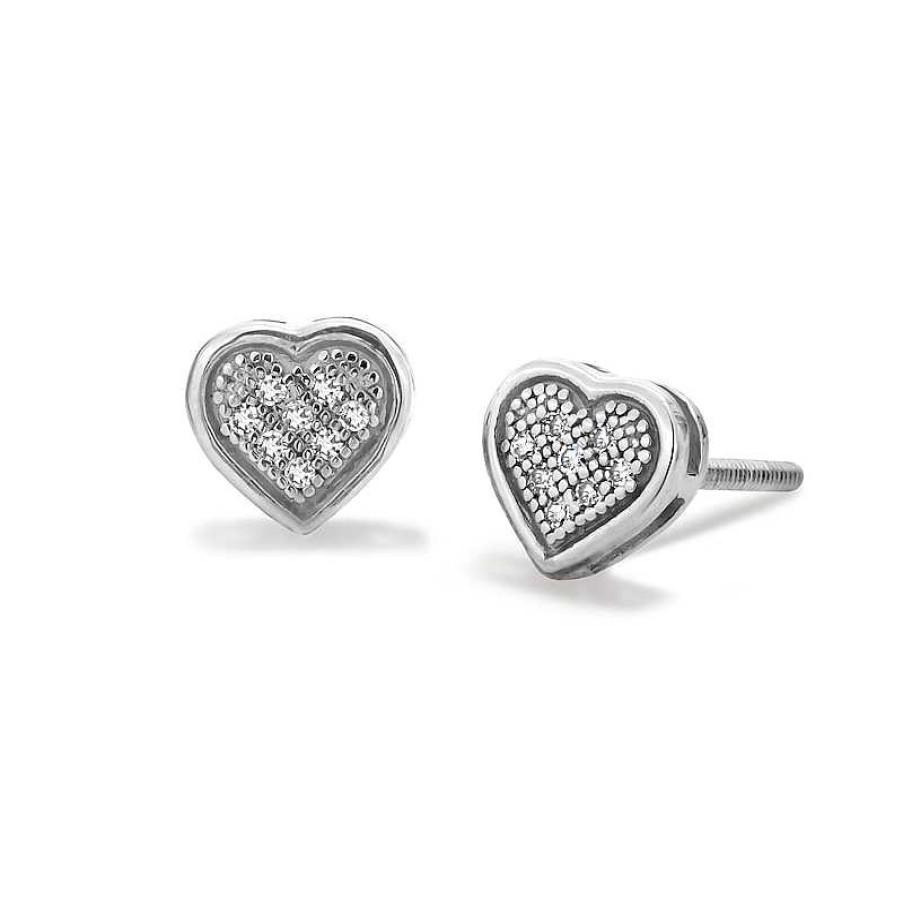 Banter Diamond Accent Heart Stud Earrings In Sterling Silver Earrings