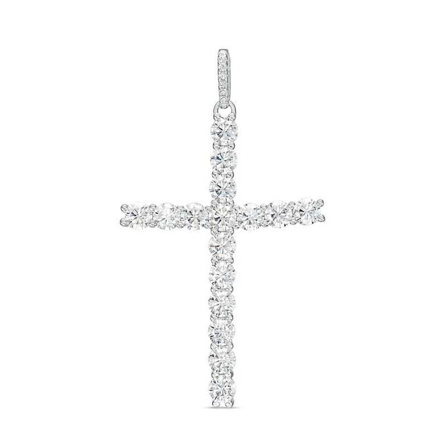 Banter Cubic Zirconia Cross Necklace Charm In Solid Sterling Silver Charms