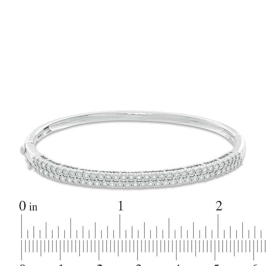 Banter 1/3 Ct. T.W. Diamond Double Row Bangle In Sterling Silver Bracelets