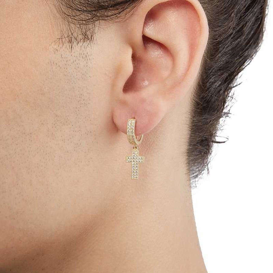 Banter Cubic Zirconia Cross Drop Earrings In 10K Gold Earrings