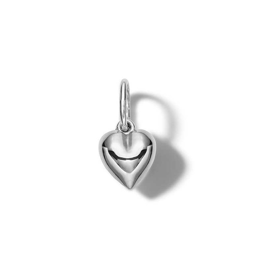 Banter 10K Hollow White Gold Dainty Puffy Heart Charm Charms