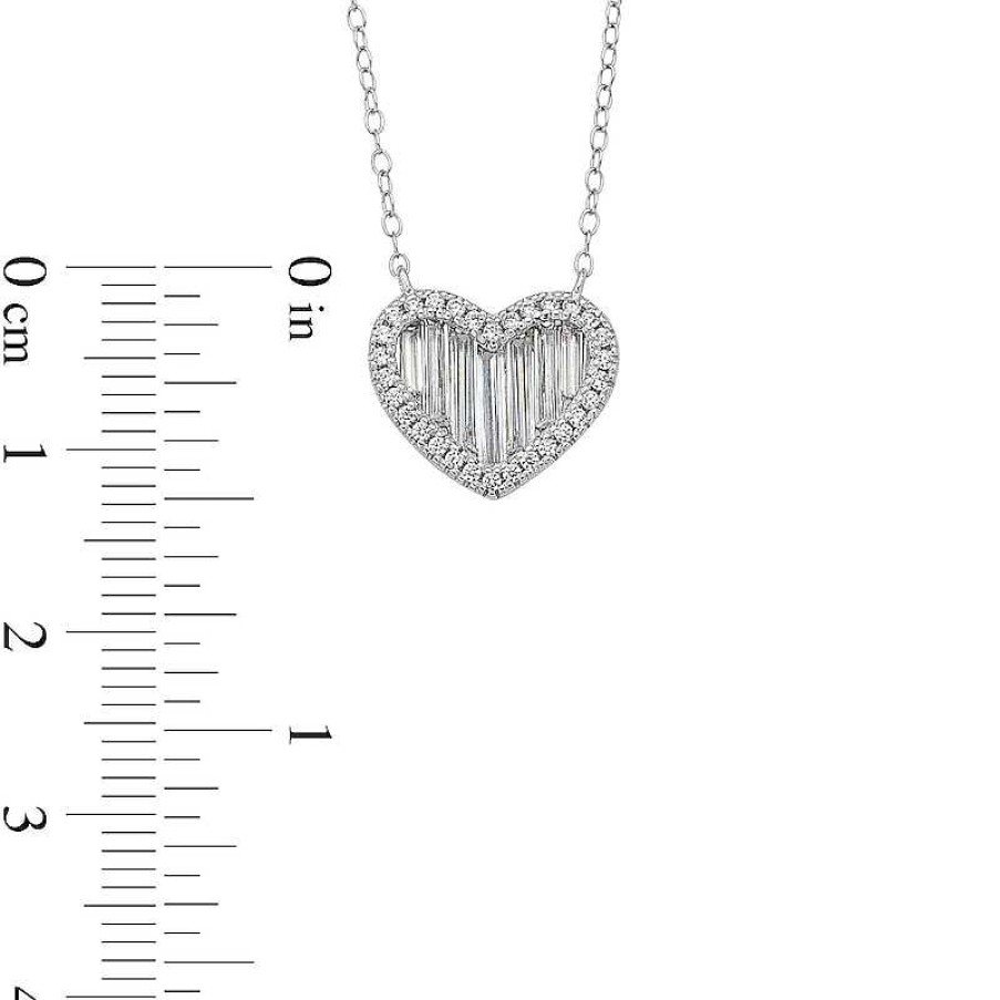 Banter Sterling Silver Cz Baguette Heart Pendant Necklace Necklaces