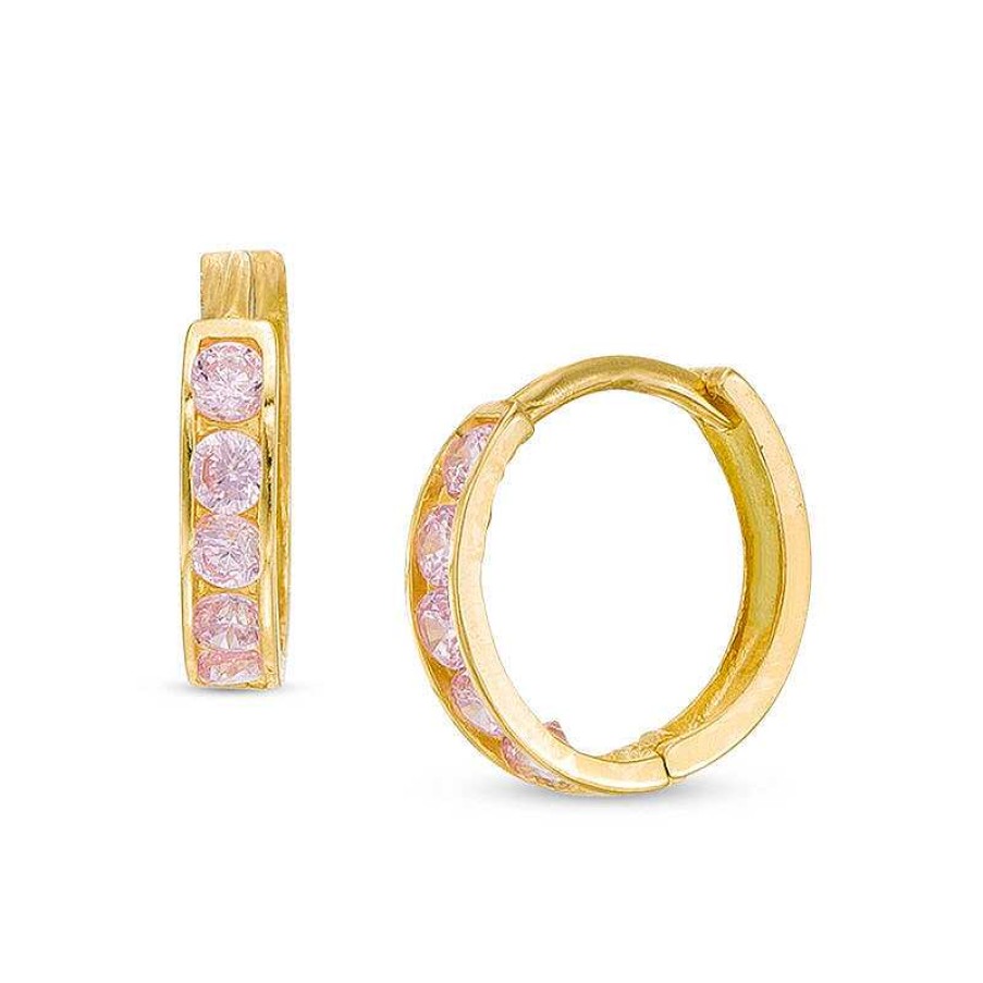 Banter Child'S Pink Cubic Zirconia Huggie Hoop Earrings In 14K Gold Earrings