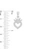 Banter Cubic Zirconia Heart Outline With Crown Necklace Charm In Solid Sterling Silver Charms