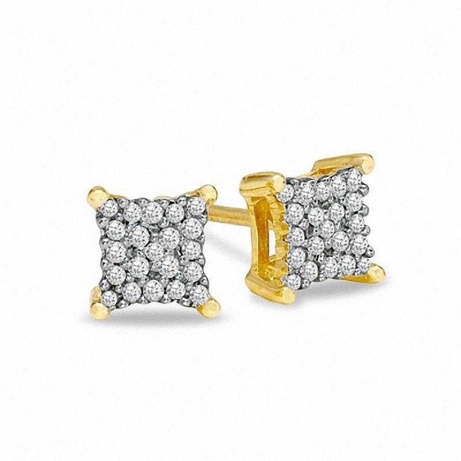 Banter Diamond Accent Corner Frame Square Earrings In 10K Gold Earrings