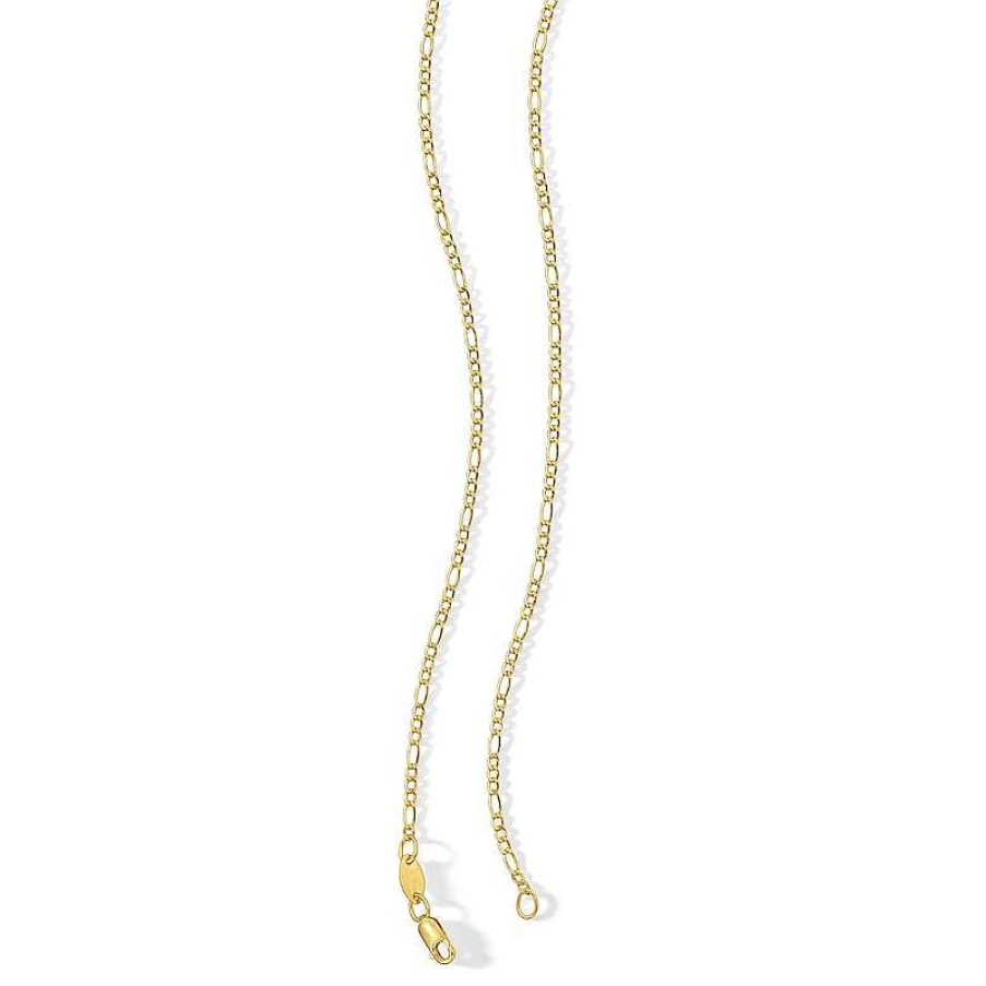 Banter 050 Gauge Figaro Chain Necklace In 14K Hollow Gold Bonded Sterling Silver - 18" Necklaces