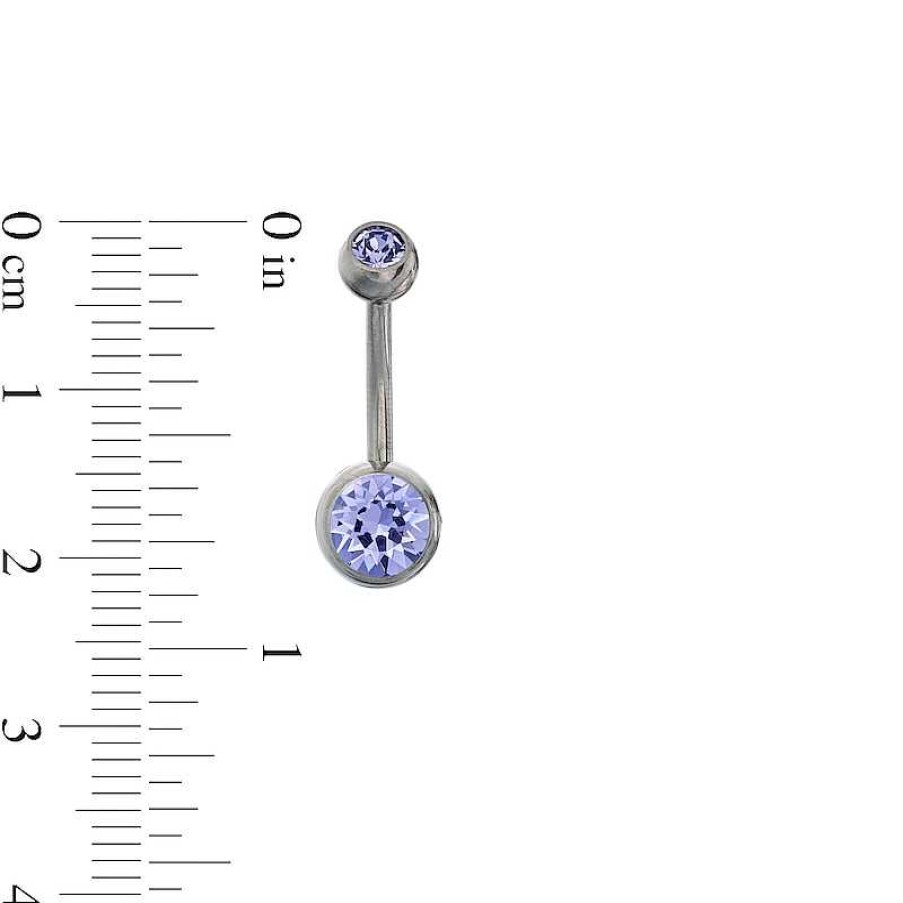 Banter Titanium Purple Crystal Belly Button Ring - 14G 7/16" Belly Button