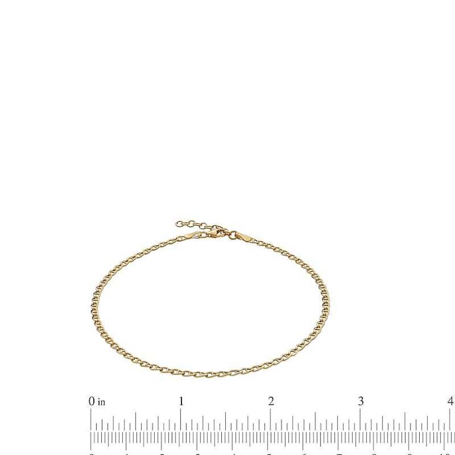 Banter 10K Hollow Gold Mariner Chain Anklet Made In Italy - 9" Bracelets