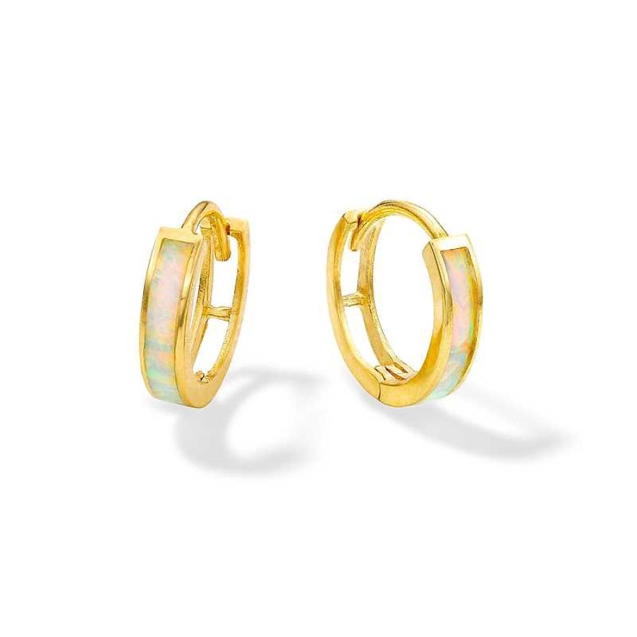 Banter 10K Solid Gold Simulated Opal Huggies Earrings