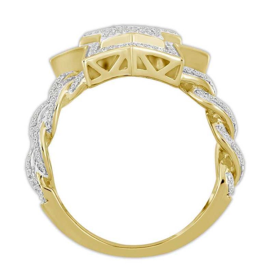 Banter 10K Solid Gold 3/4 Ct. T.W. Diamond Tiered Star Chain Link Ring Rings