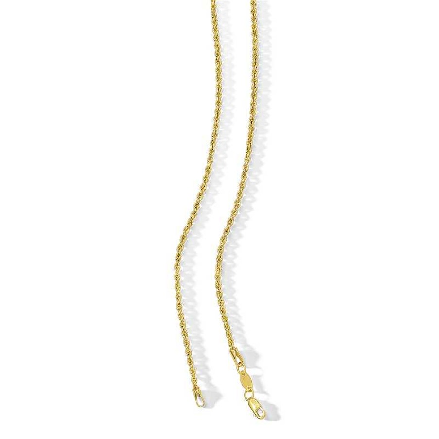 Banter 016 Gauge Rope Chain Necklace In 10K Hollow Gold Bonded Sterling Silver - 18" Necklaces