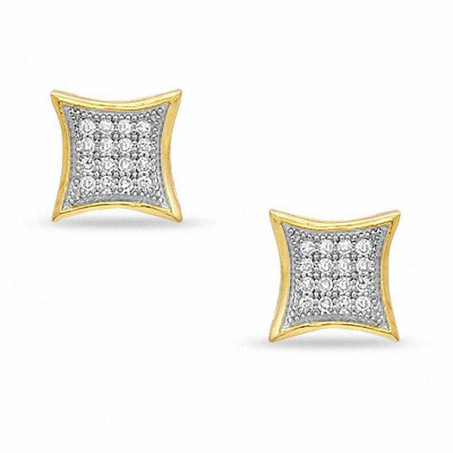 Banter 1/10 Ct. T.W. Diamond Curve Frame Square Earrings In 10K Gold Earrings