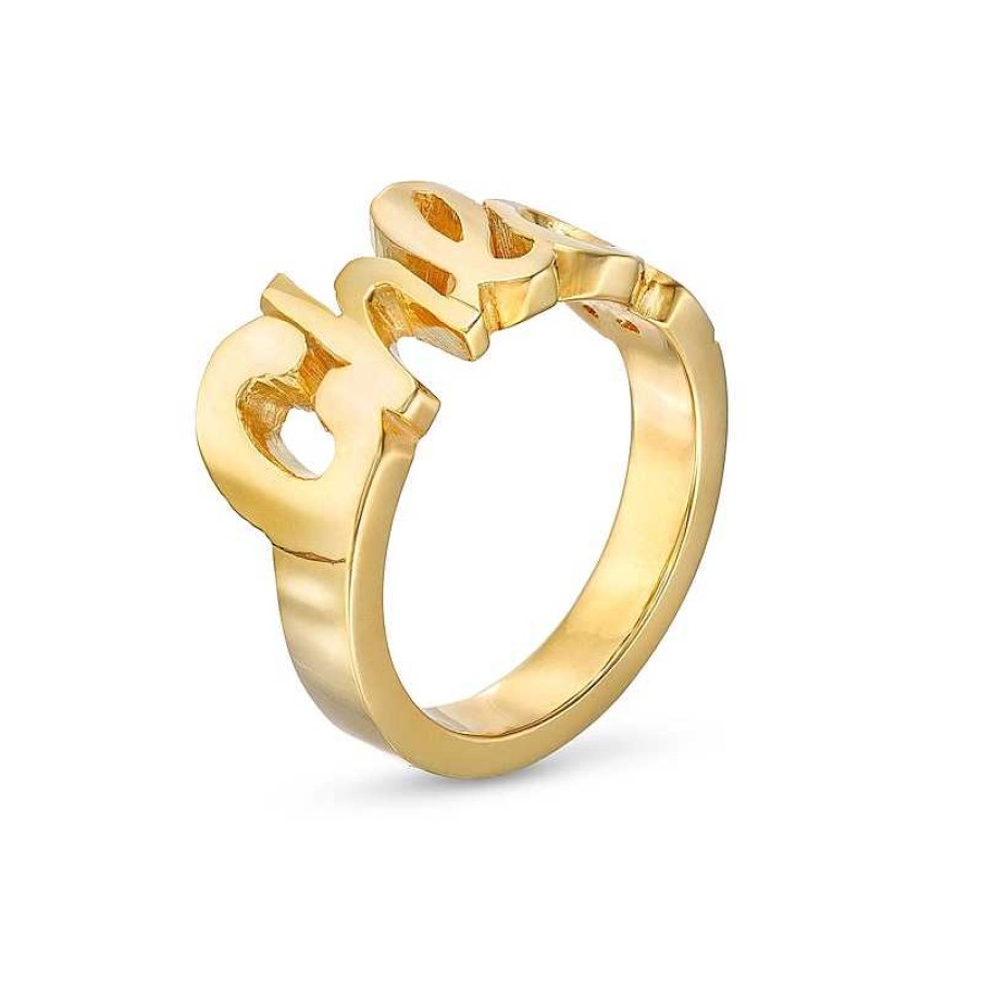 Banter Script Name Personalized Ring In Solid Sterling Silver With 14K Gold Plate (1 Line) Rings