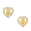 Banter Child'S Cubic Zirconia Heart Frame Our Lady Of Guadalupe Stud Earrings In 14K Gold Earrings