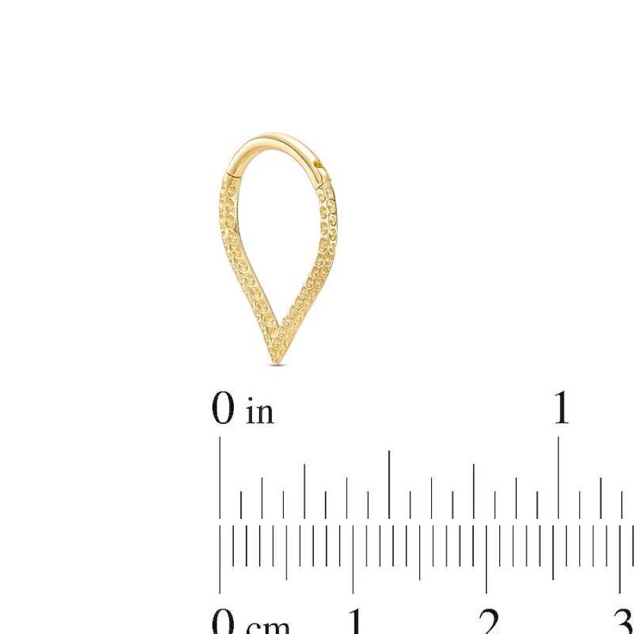 Banter 14K Gold Textured Teardrop Ring - 16G 3/8" Nose