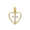 Banter Cubic Zirconia Cross In Heart Outline Necklace Charm In 10K Solid Gold Charms