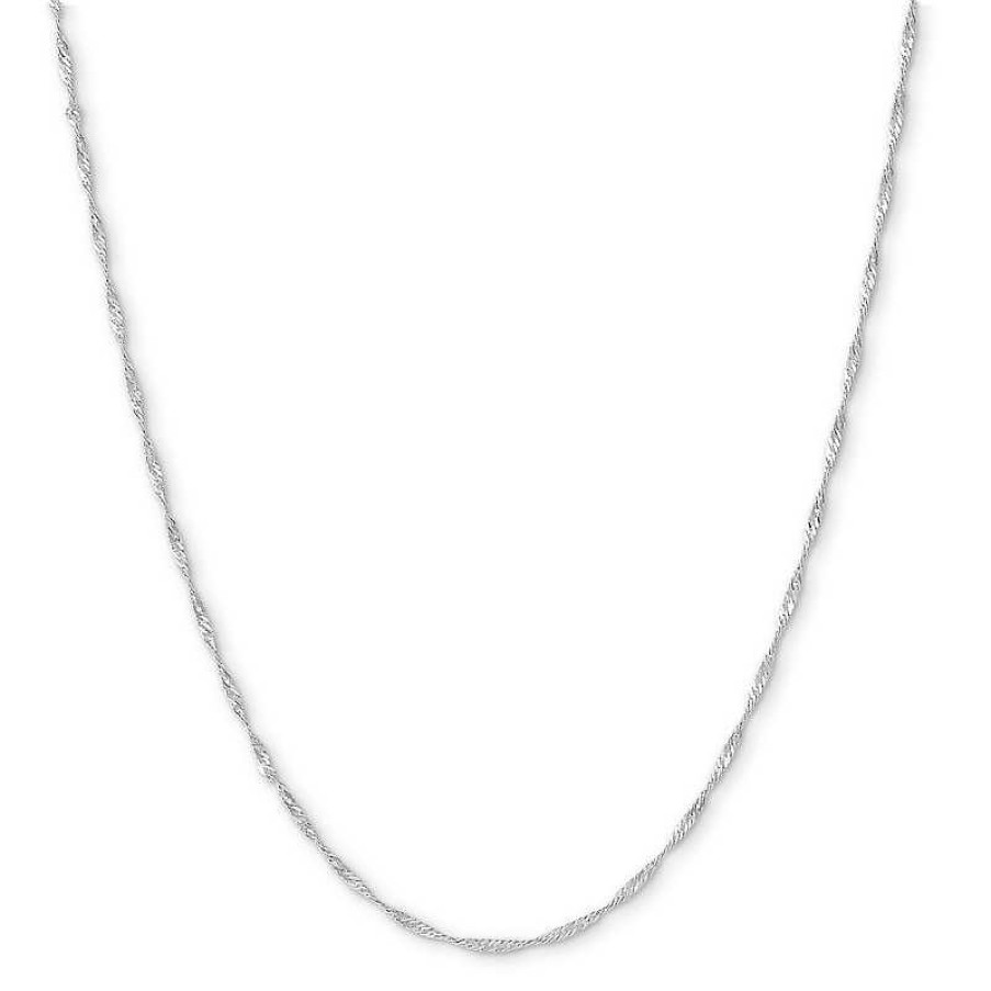 Banter 020 Gauge Singapore Chain Necklace In 10K Solid White Gold - 18" Necklaces