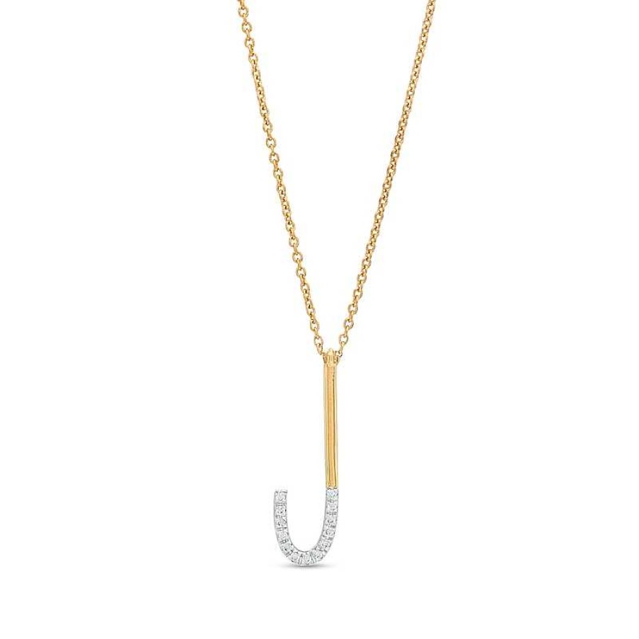 Banter 1/20 Ct. T.W. Diamond "J" Initial Necklace In Sterling Silver With 14K Gold Plate - 18" Necklaces