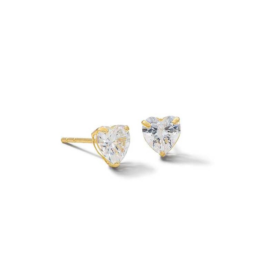 Banter 10K Solid Gold Cz Heart Studs Earrings