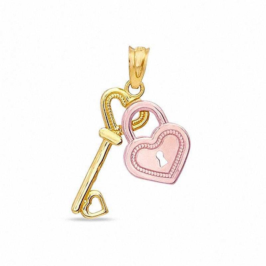 Banter Diamond-Cut Heart Key Charm In 10K Two-Tone Gold Charms