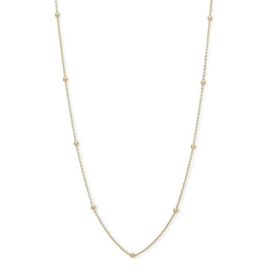 Banter 020 Gauge Bead Station Chain Necklace In 10K Gold - 18" Necklaces