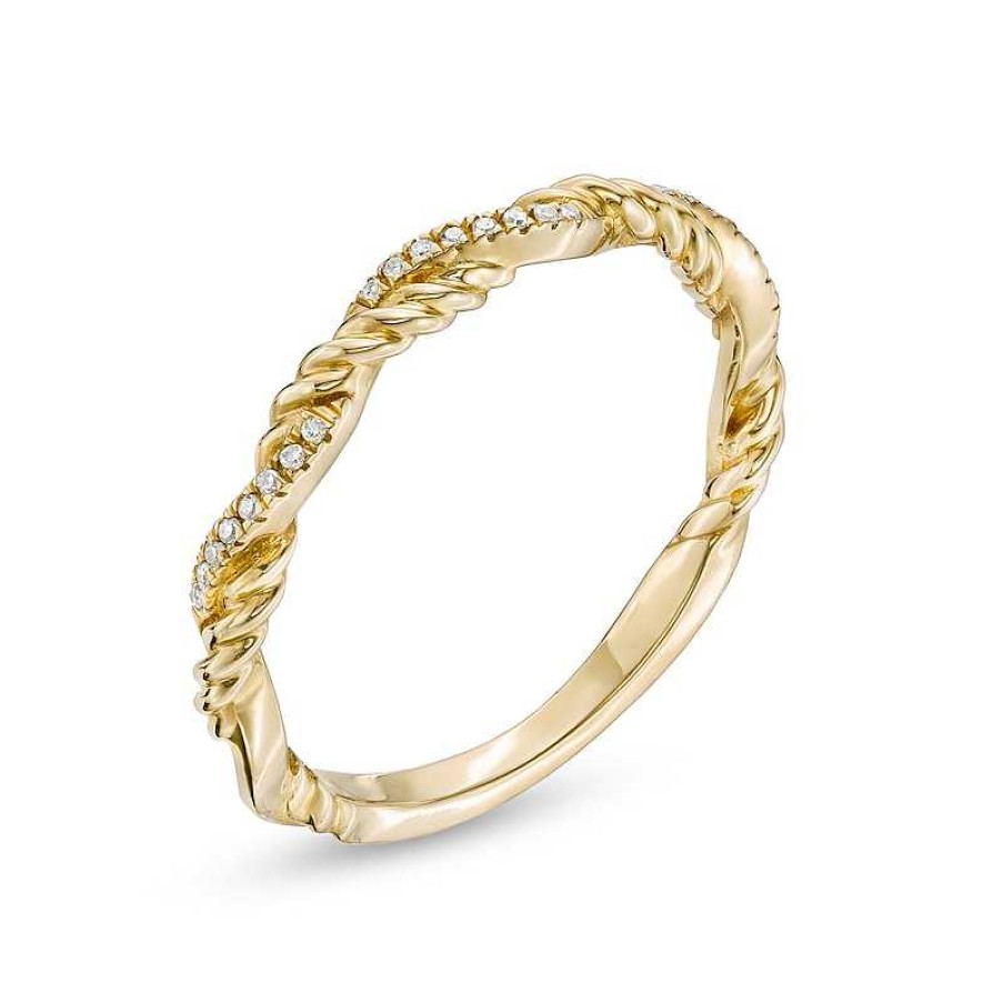 Banter 1/20 Ct. T.W. Diamond And Rope-Textured Twist Shank Ring In 10K Gold Rings