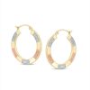 Banter Diamond-Cut Stripe Hoop Earrings In 10K Stamp Hollow Tri-Tone Gold Earrings