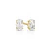 Banter Cubic Zirconia Oval Stud Earrings In 10K Solid Gold Earrings