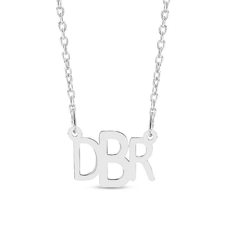 Banter Sterling Silver Block Monogram Cable Chain Necklaces