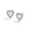 Banter Sterling Silver Simulated Opal And Cz Heart Studs Earrings