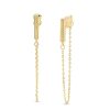 Banter Diamond-Cut Vertical Bar With Chain Front/Back Earrings In 10K Gold Earrings