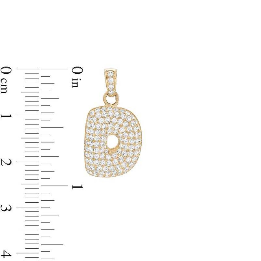 Banter Cubic Zirconia Puffed "D" Necklace Charm In 10K Semi-Solid Gold Charms